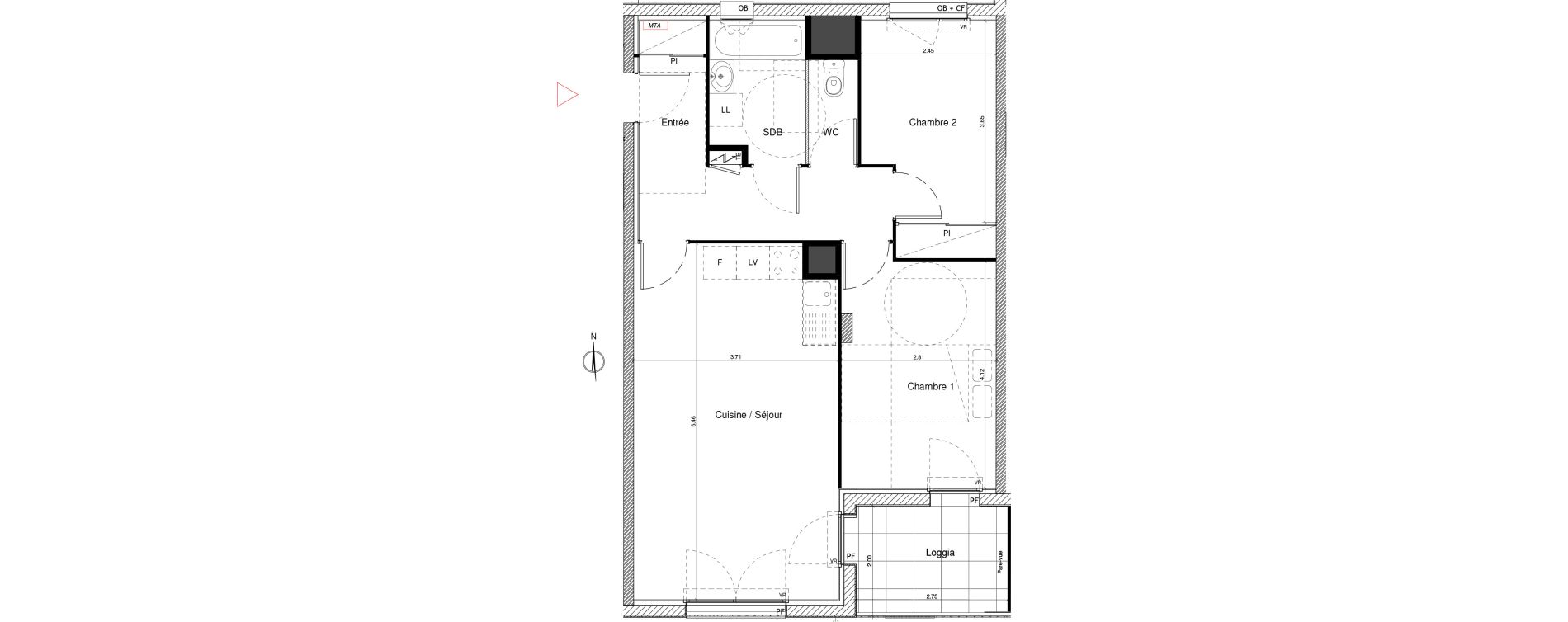Appartement T3 de 60,17 m2 &agrave; L'Isle-D'Abeau Centre