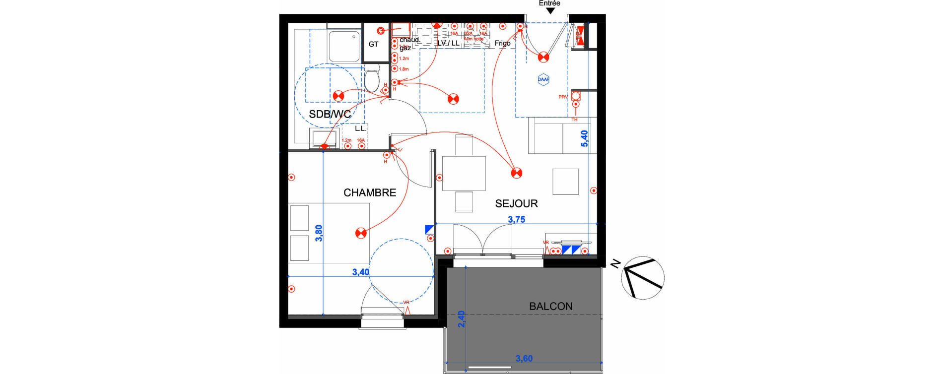 Appartement T2 de 42,00 m2 &agrave; L'Isle-D'Abeau Centre