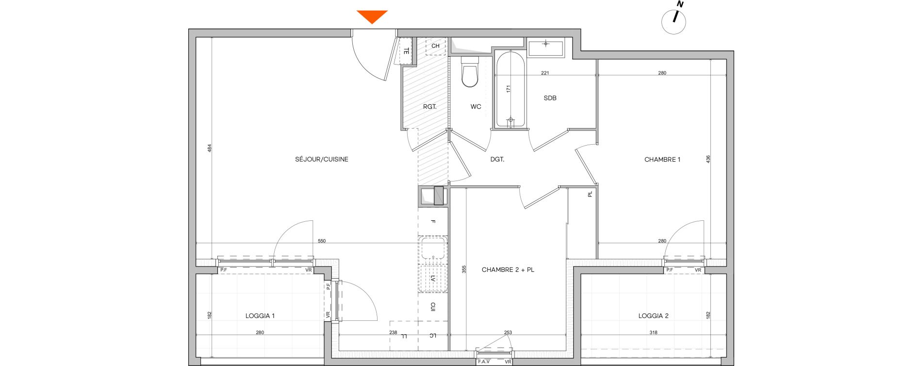 Appartement T3 de 62,20 m2 &agrave; L'Isle-D'Abeau Saint-hubert