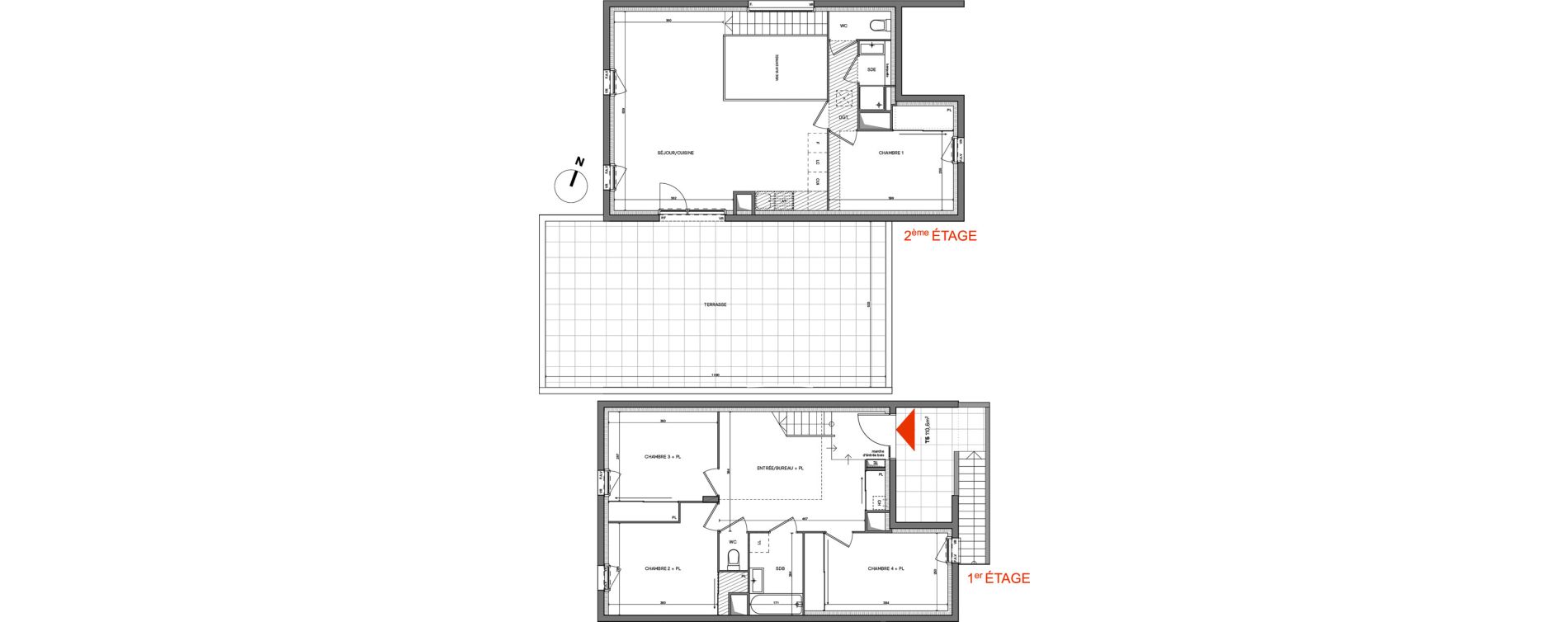 Duplex T5 de 110,60 m2 &agrave; L'Isle-D'Abeau Saint-hubert