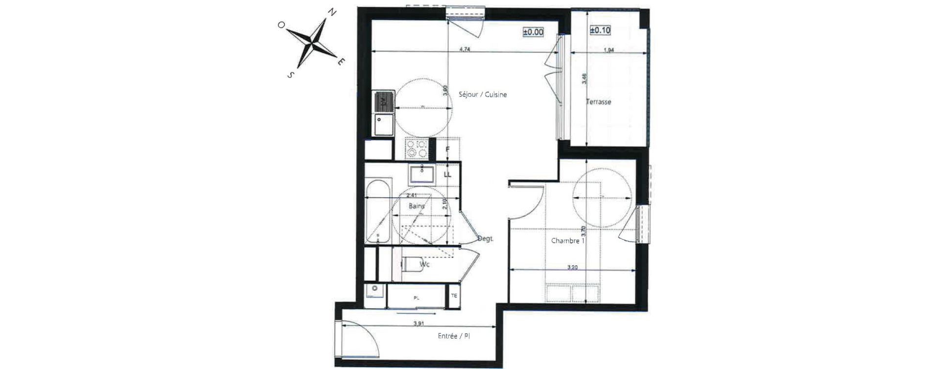 Appartement T2 de 46,09 m2 &agrave; Maubec Centre