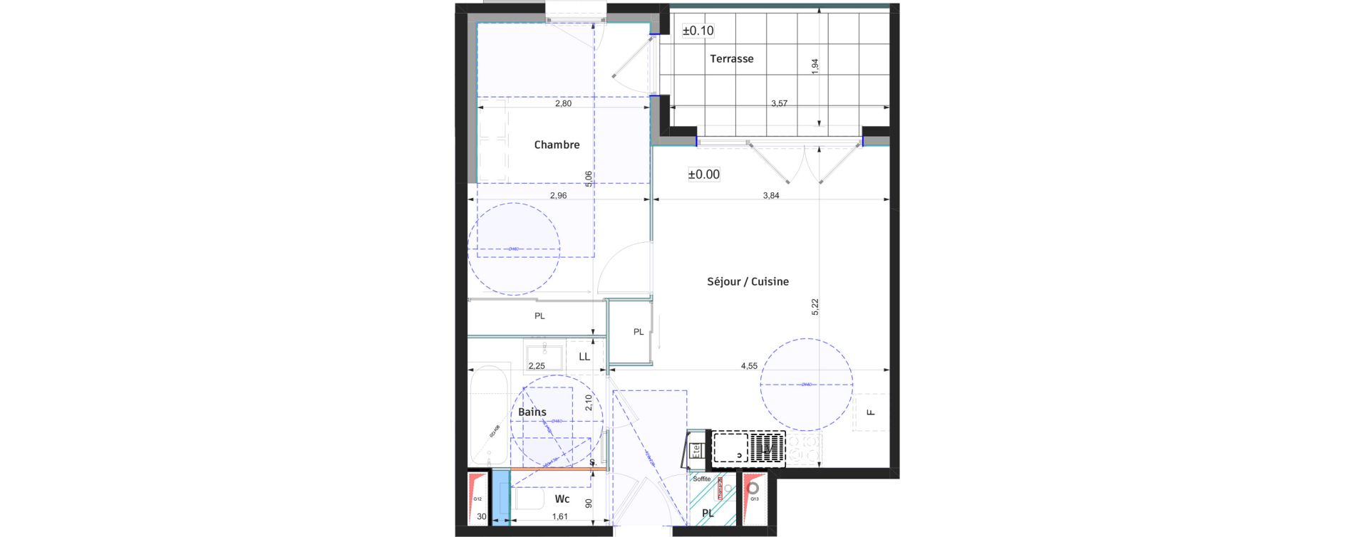 Appartement T2 de 43,82 m2 &agrave; Maubec Centre