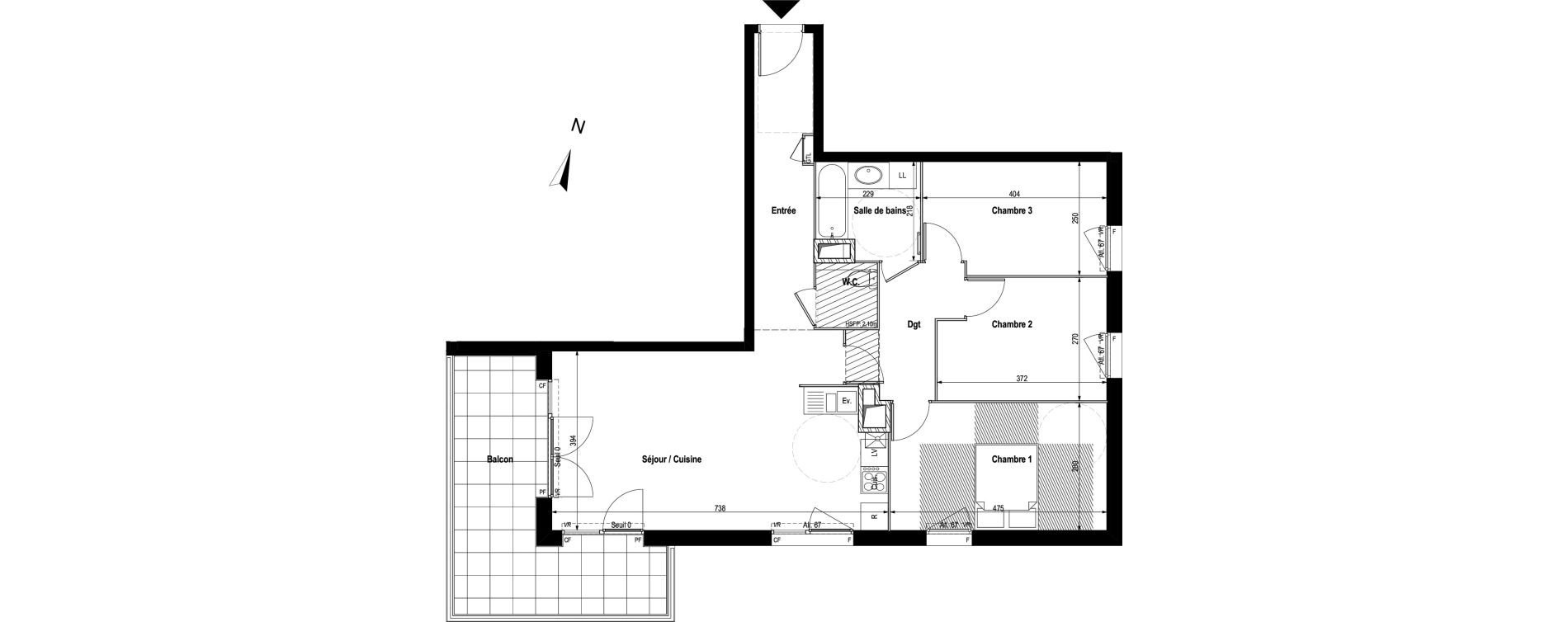 Appartement T4 de 81,12 m2 &agrave; Meylan Centre