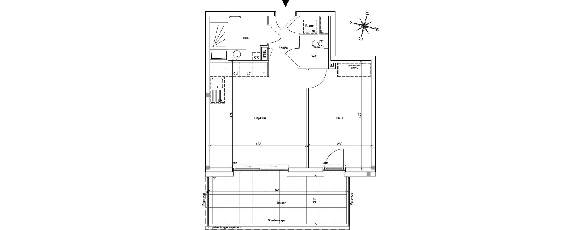 Appartement T2 de 43,00 m2 &agrave; Meylan Centre