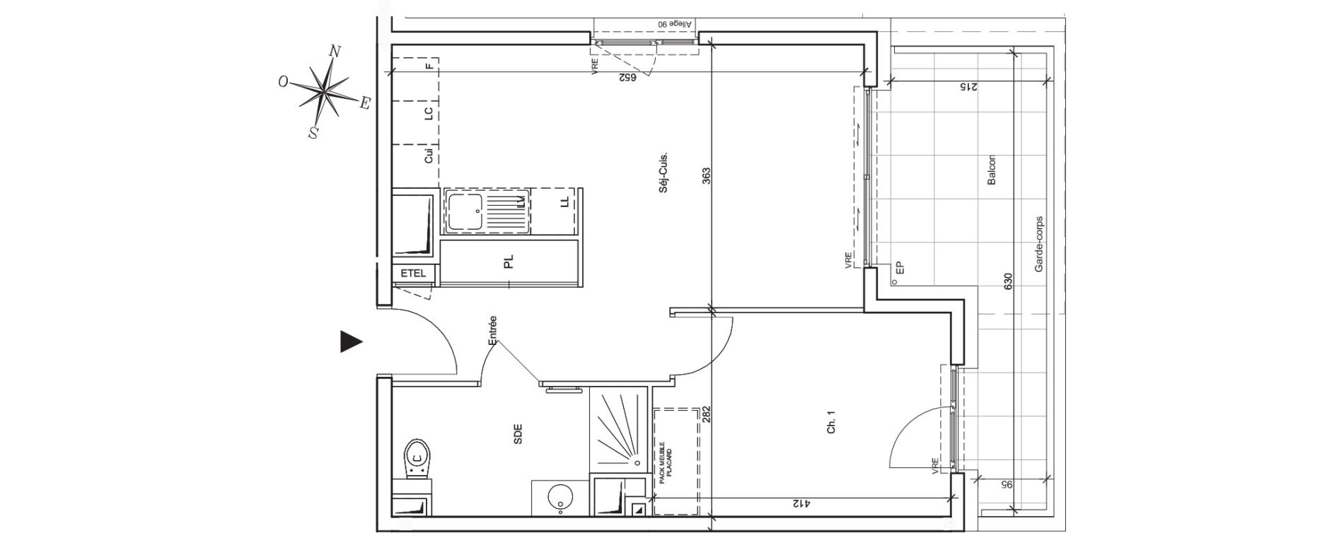 Appartement T2 de 43,50 m2 &agrave; Meylan Centre