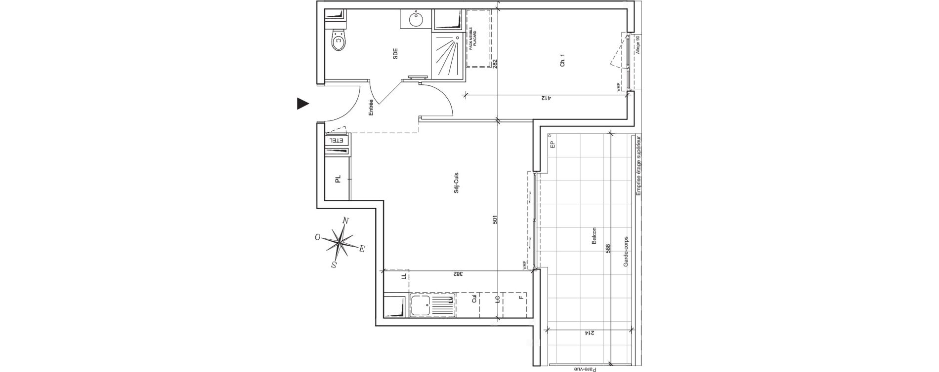 Appartement T2 de 42,10 m2 &agrave; Meylan Centre