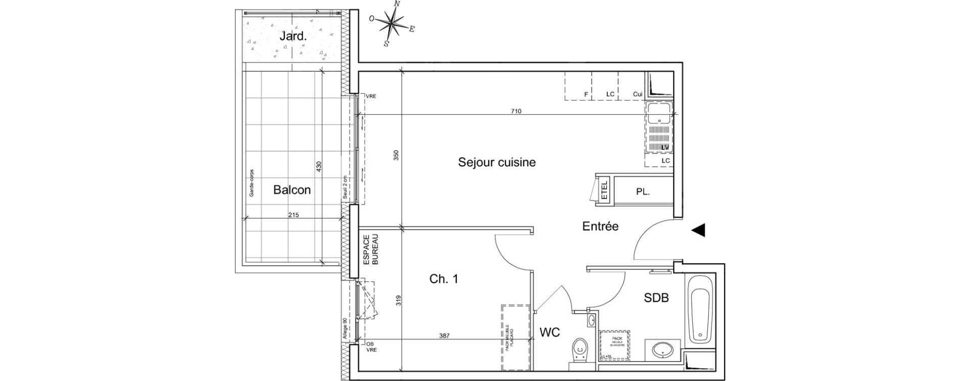Appartement T2 de 47,50 m2 &agrave; Meylan Centre