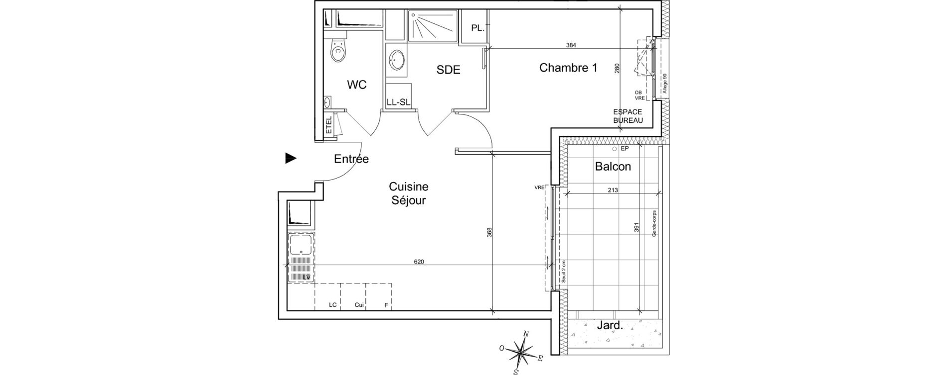 Appartement T2 de 44,20 m2 &agrave; Meylan Centre