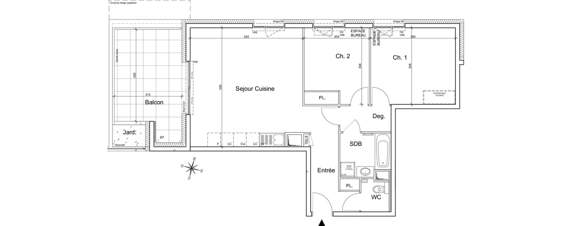 Appartement T3 de 71,30 m2 &agrave; Meylan Centre