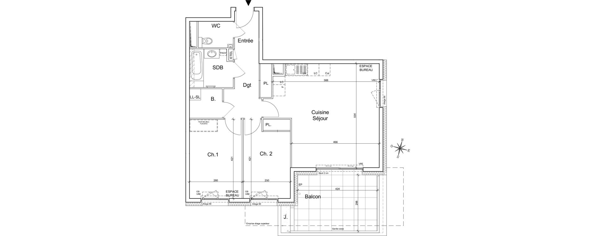 Appartement T3 de 70,60 m2 &agrave; Meylan Centre