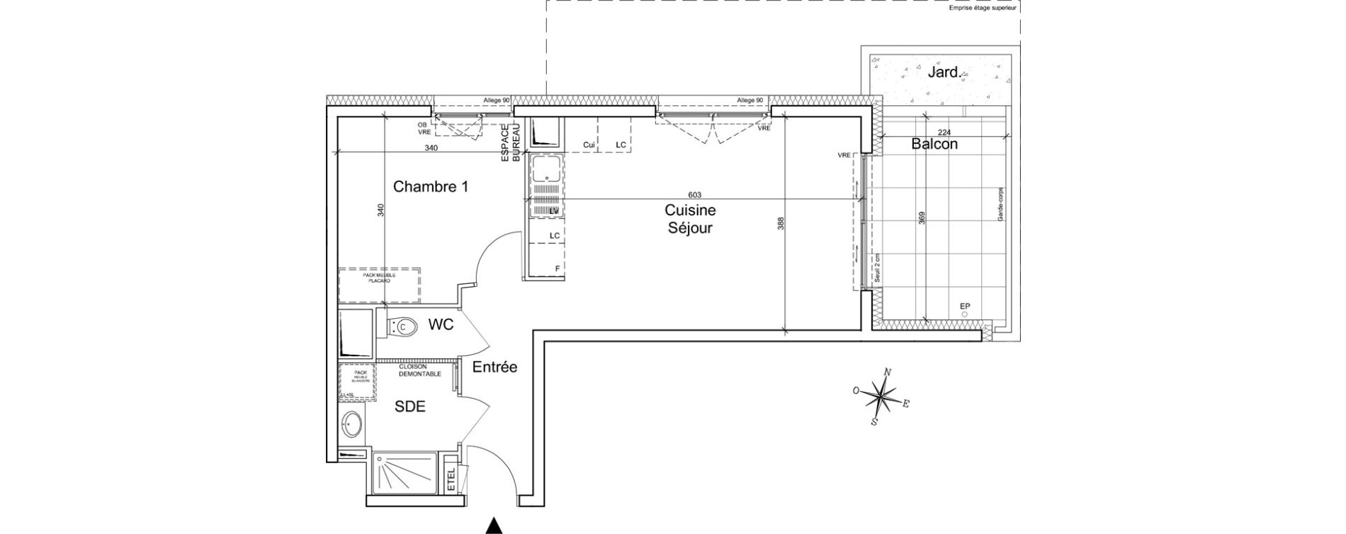 Appartement T2 de 44,70 m2 à Meylan Centre