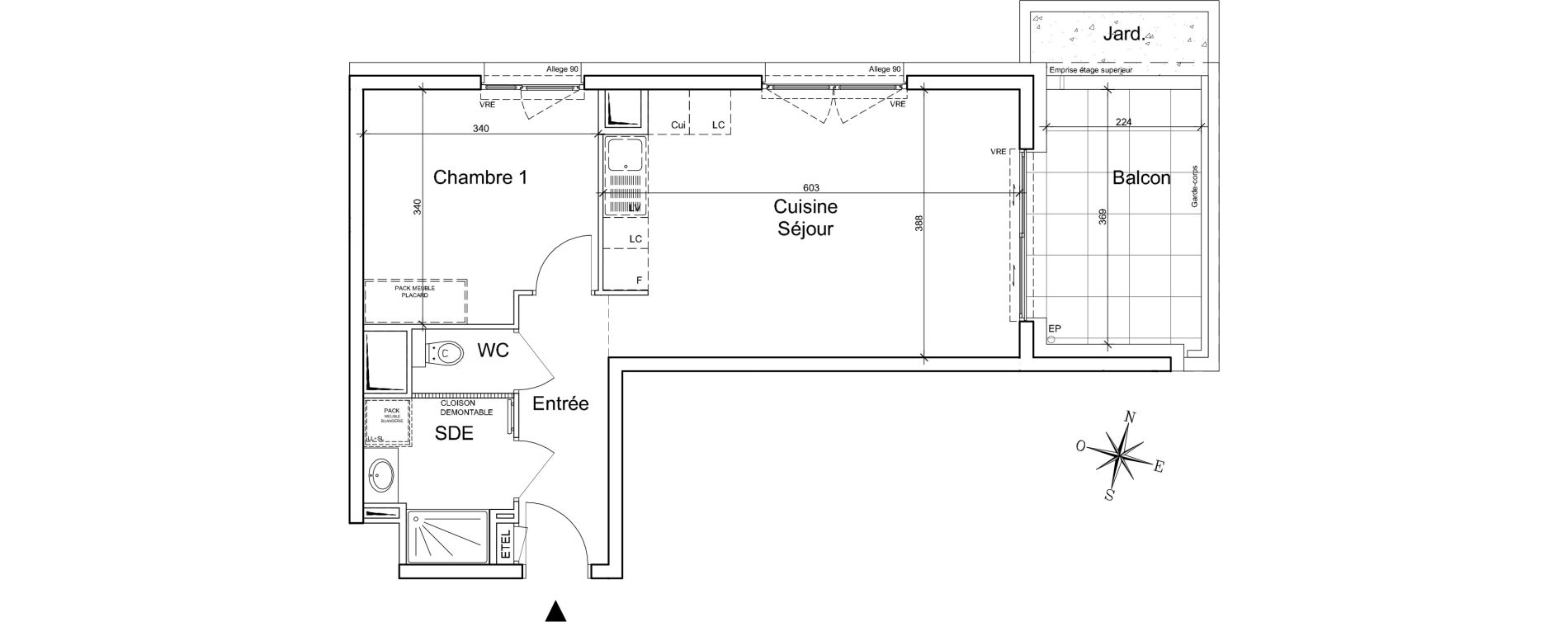 Appartement T2 de 44,90 m2 &agrave; Meylan Centre
