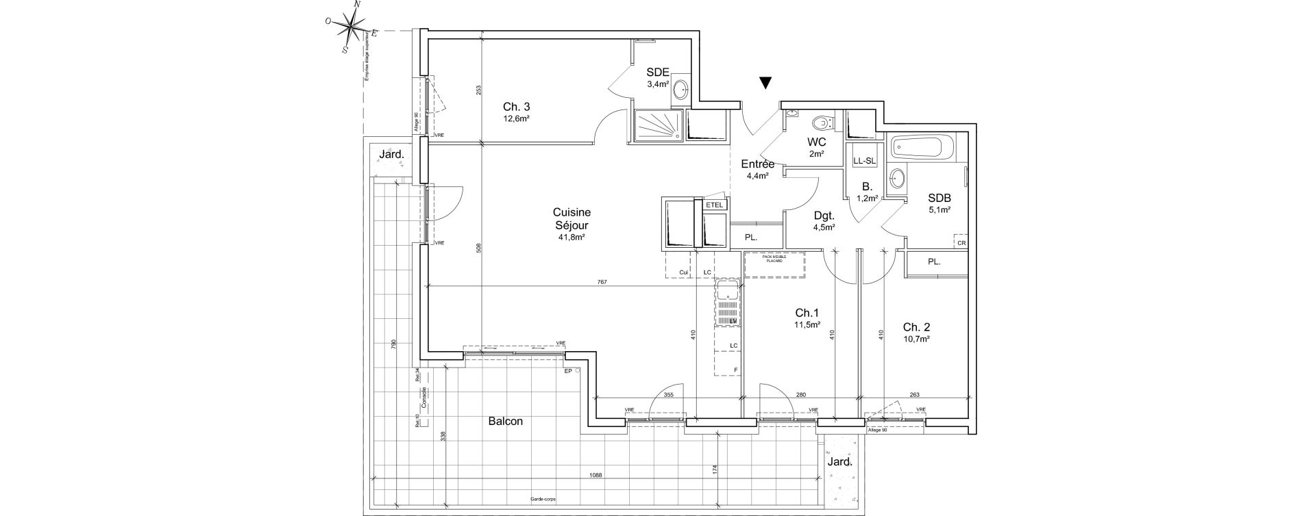 Appartement T4 de 97,20 m2 &agrave; Meylan Centre