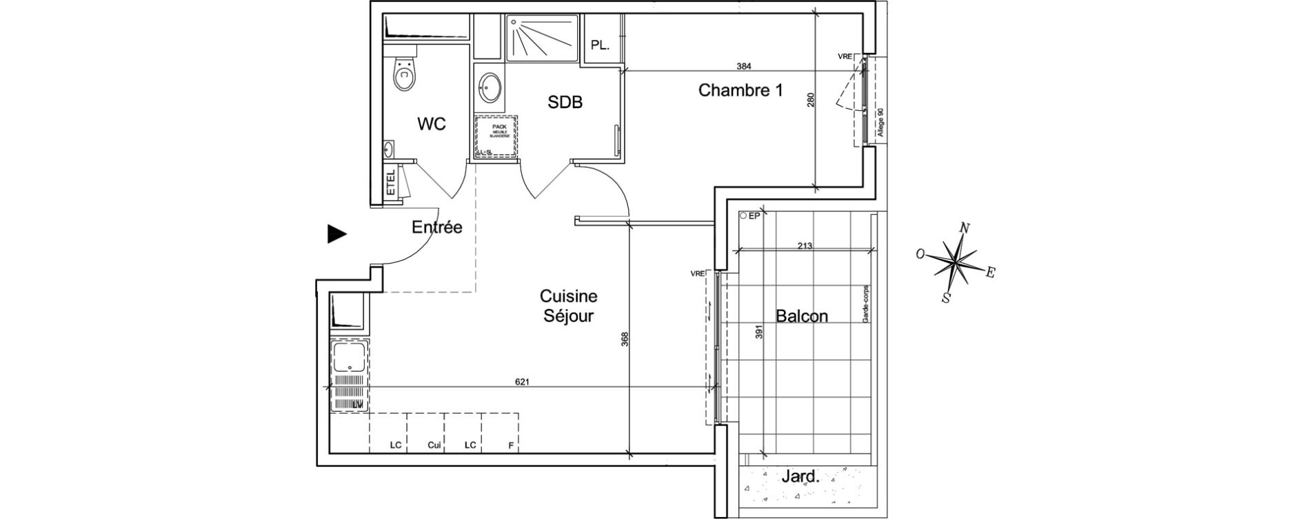 Appartement T2 de 44,20 m2 &agrave; Meylan Centre