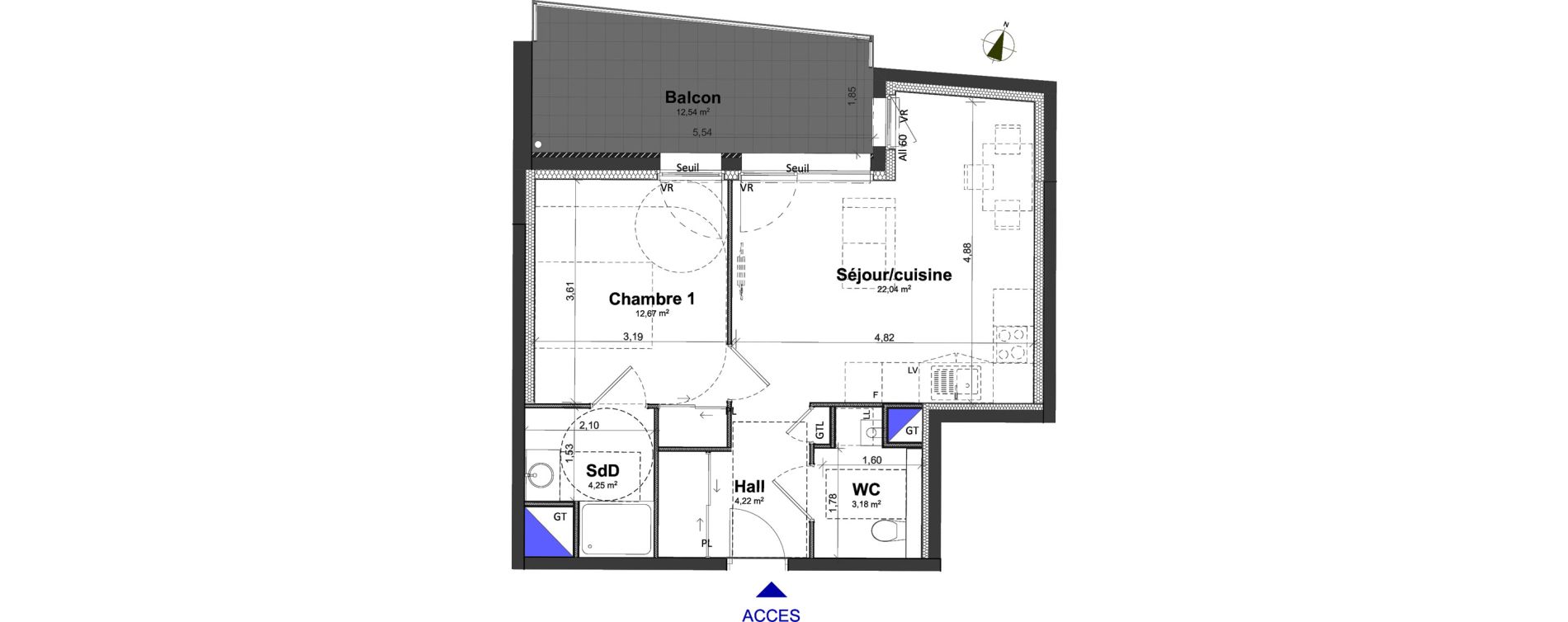 Appartement T2 de 46,36 m2 &agrave; Meylan Centre