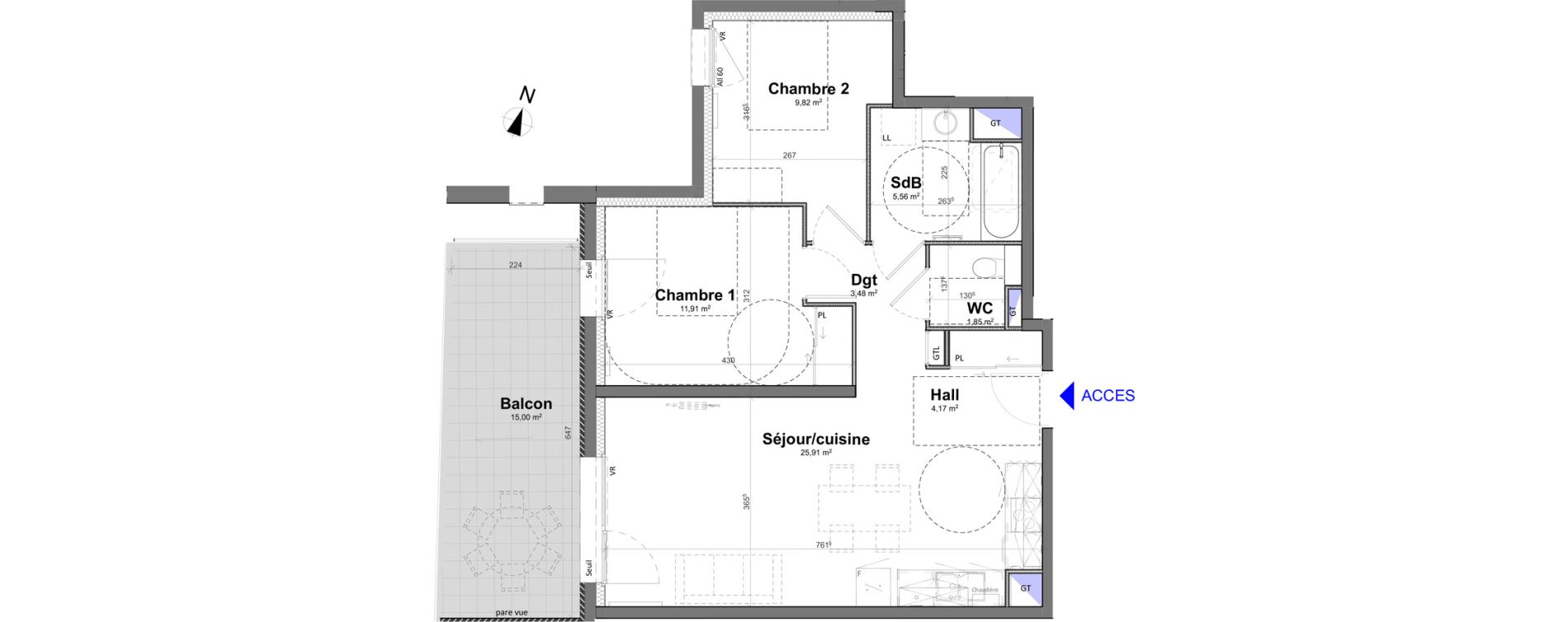 Appartement T3 de 62,70 m2 &agrave; Meylan Centre