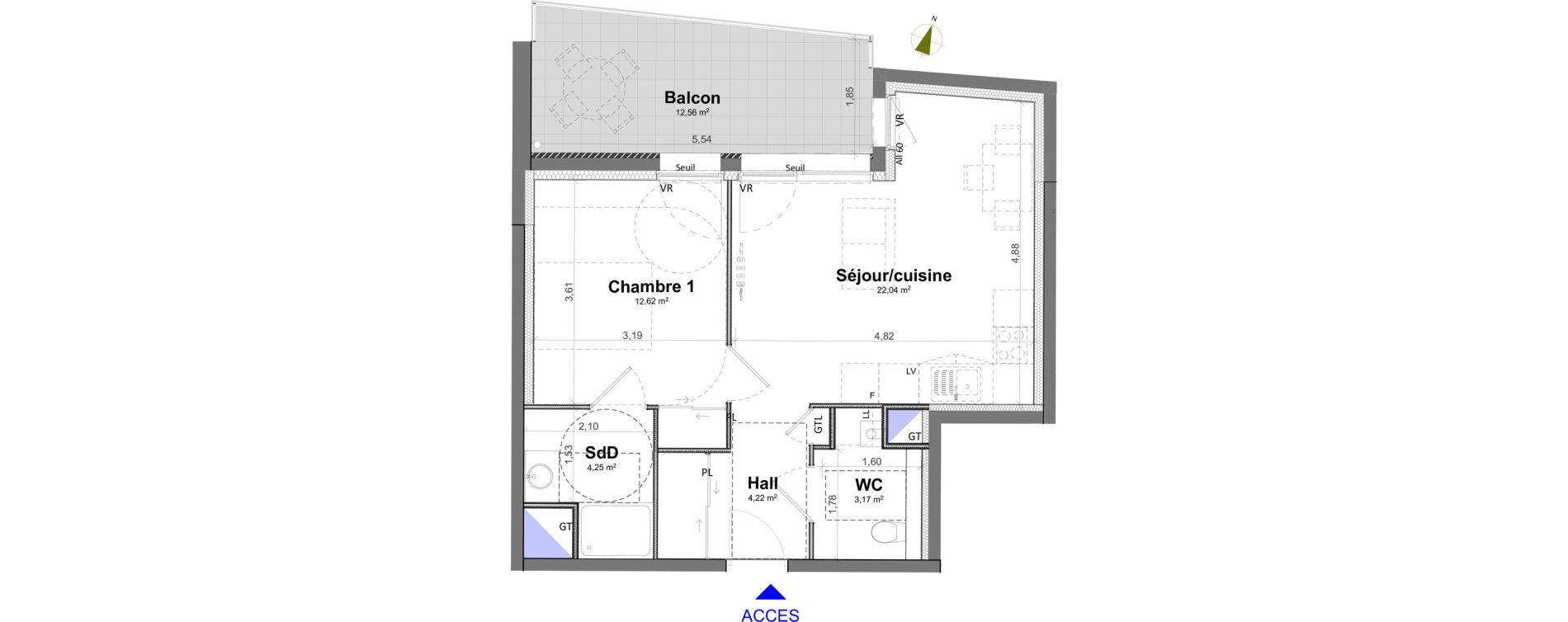 Appartement T2 de 46,30 m2 &agrave; Meylan Centre