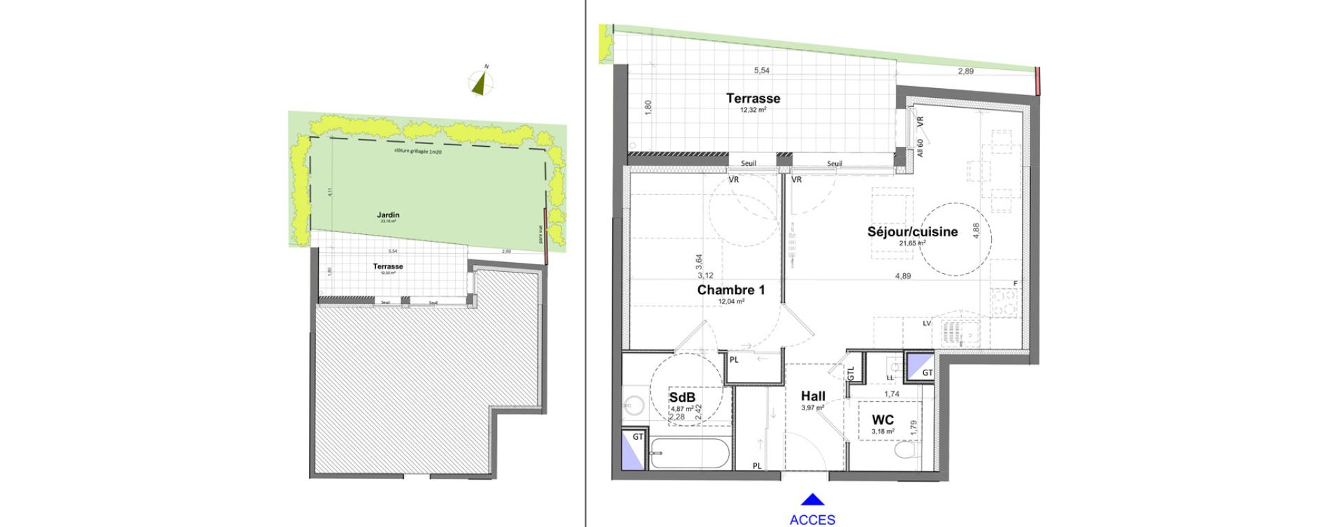 Appartement T2 de 45,71 m2 &agrave; Meylan Centre
