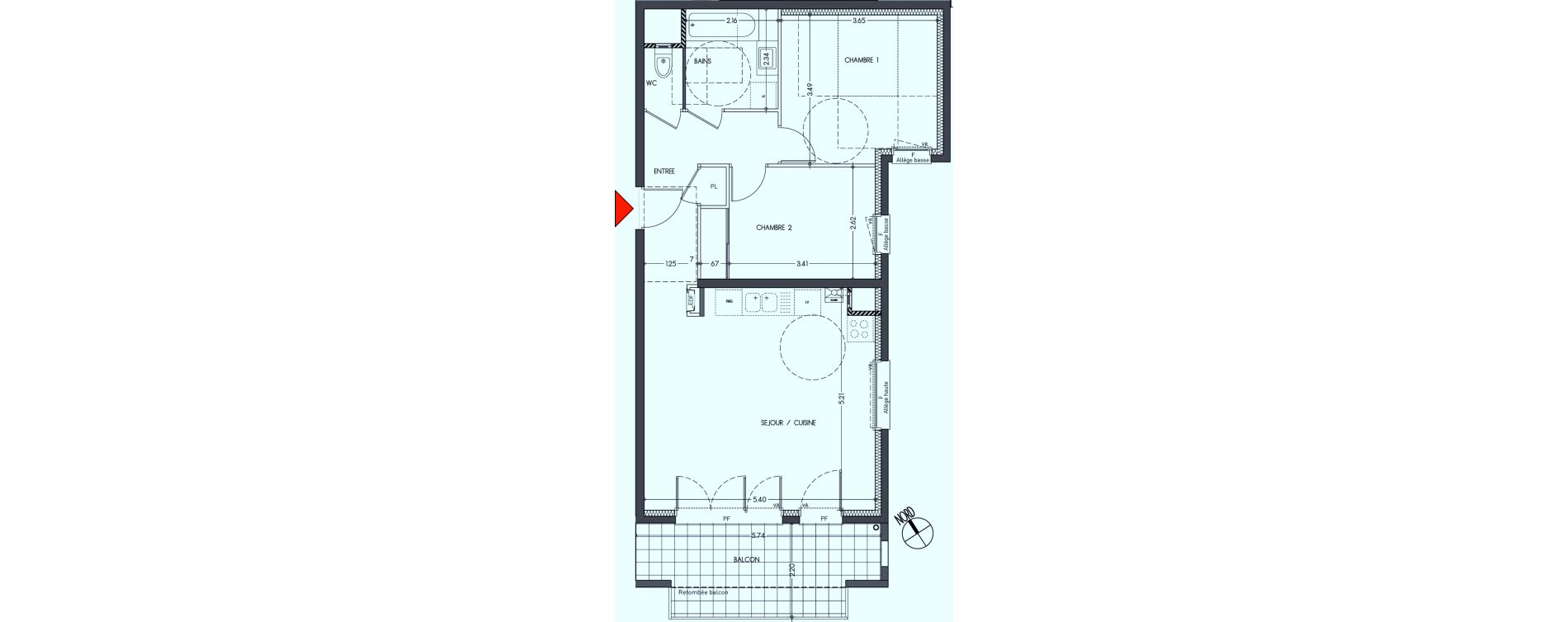 Appartement T3 de 64,05 m2 &agrave; Moirans Centre