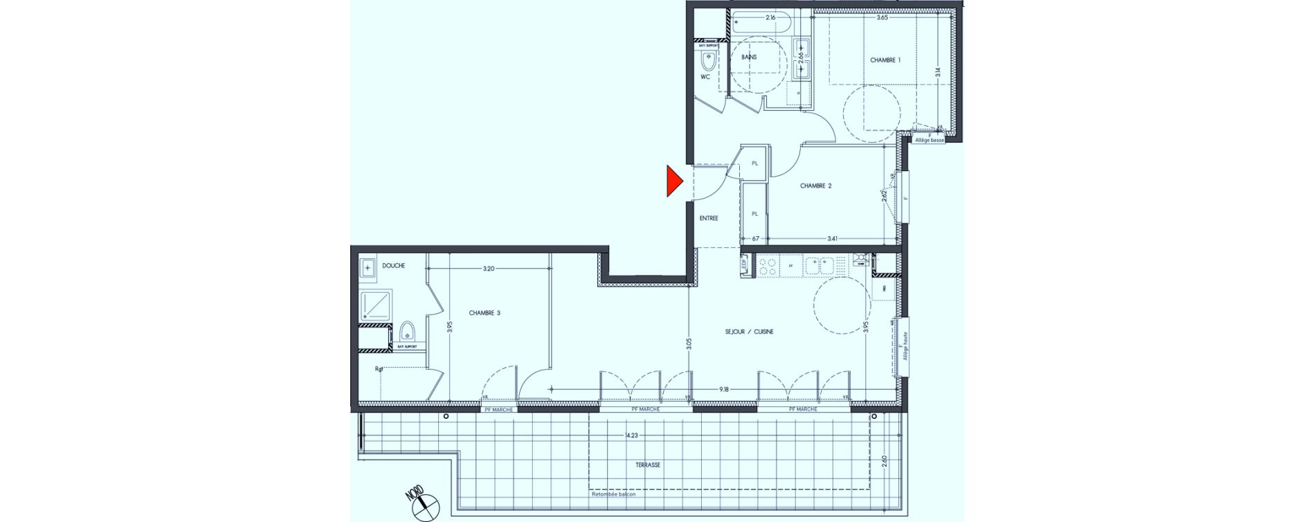 Appartement T4 de 88,91 m2 &agrave; Moirans Centre