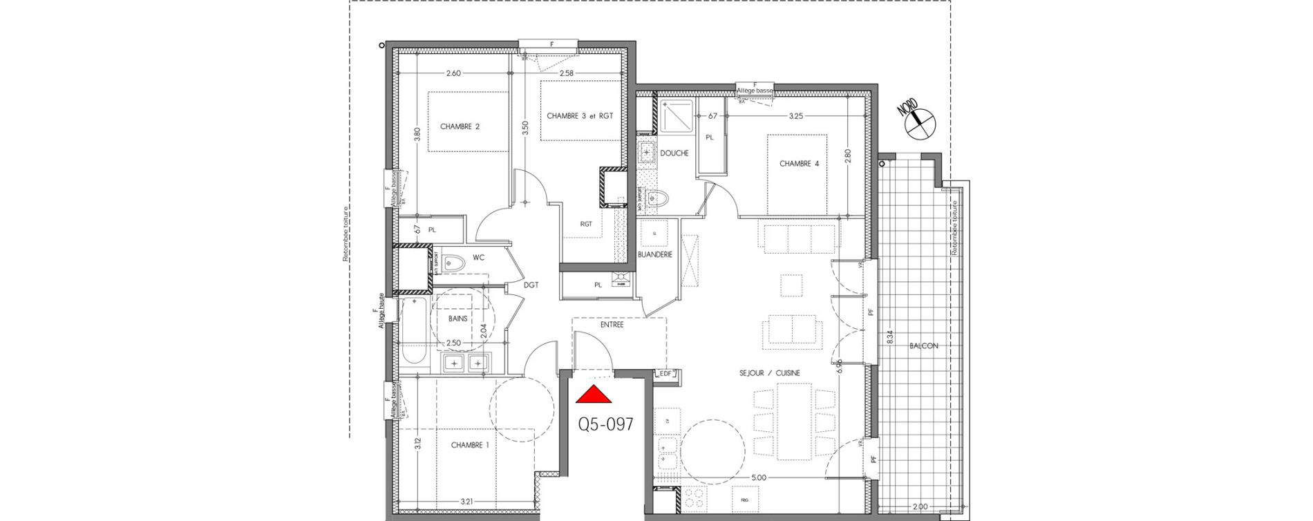 Appartement T5 de 98,63 m2 &agrave; Moirans Centre