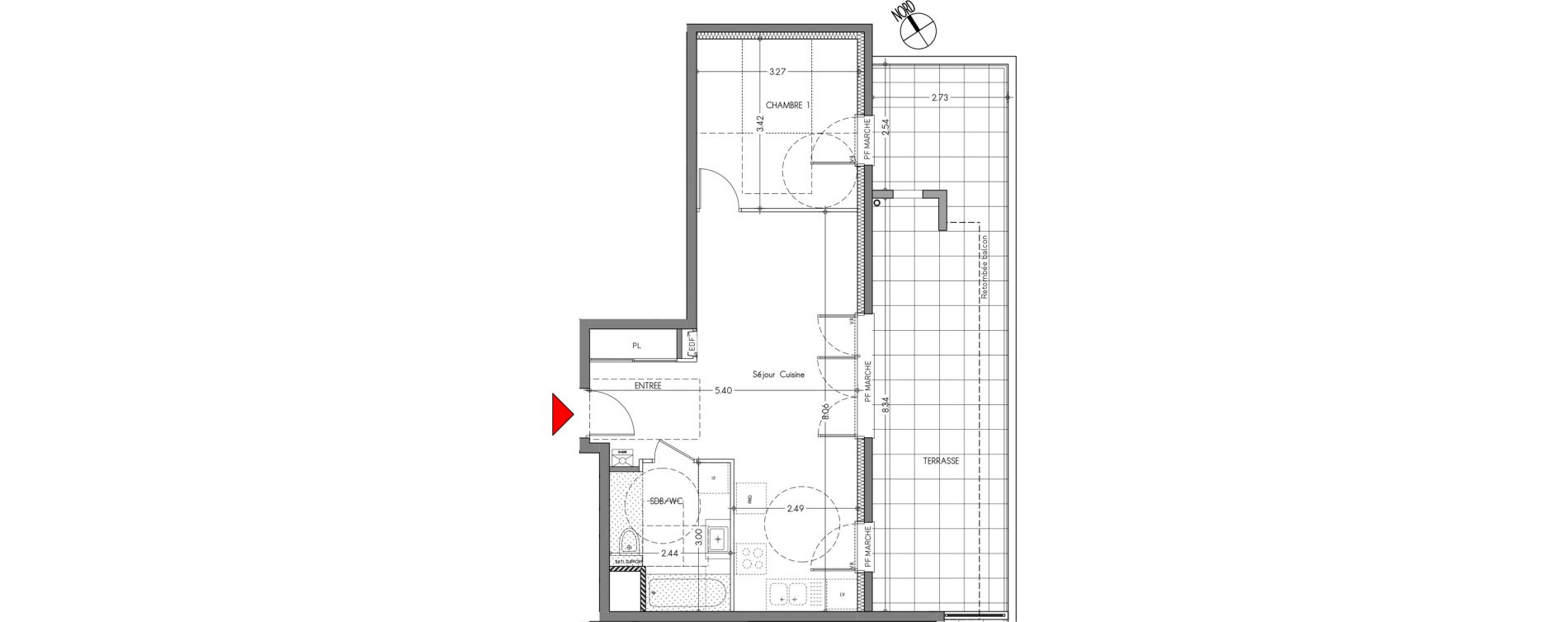 Appartement T2 de 46,84 m2 &agrave; Moirans Centre