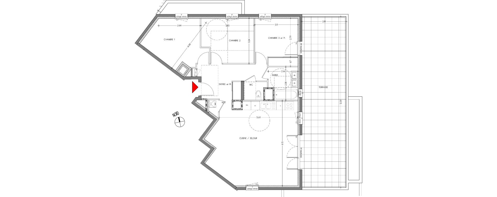 Appartement T4 de 88,52 m2 &agrave; Moirans Centre