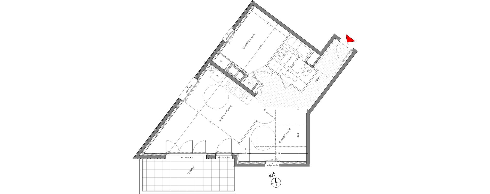 Appartement T3 de 61,28 m2 &agrave; Moirans Centre