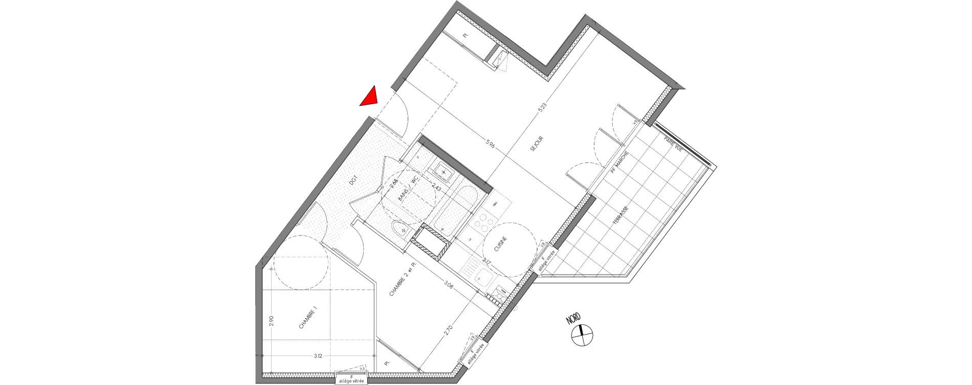 Appartement T3 de 61,30 m2 &agrave; Moirans Centre