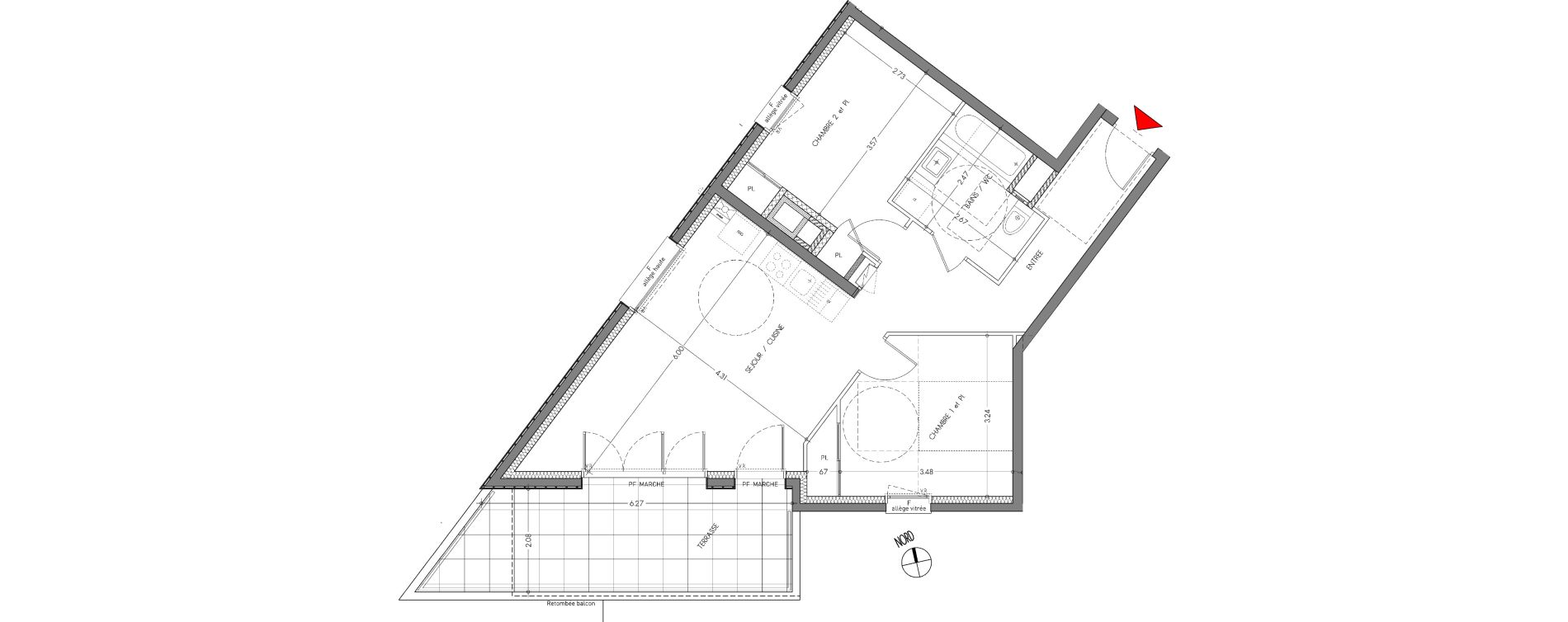 Appartement T3 de 61,29 m2 &agrave; Moirans Centre