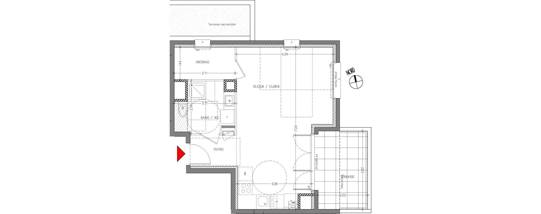 Appartement T1 de 38,96 m2 &agrave; Moirans Centre