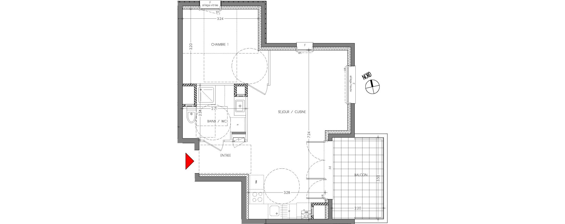 Appartement T2 de 44,59 m2 &agrave; Moirans Centre