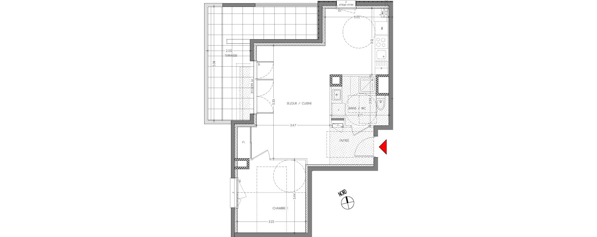 Appartement T2 de 49,10 m2 &agrave; Moirans Centre