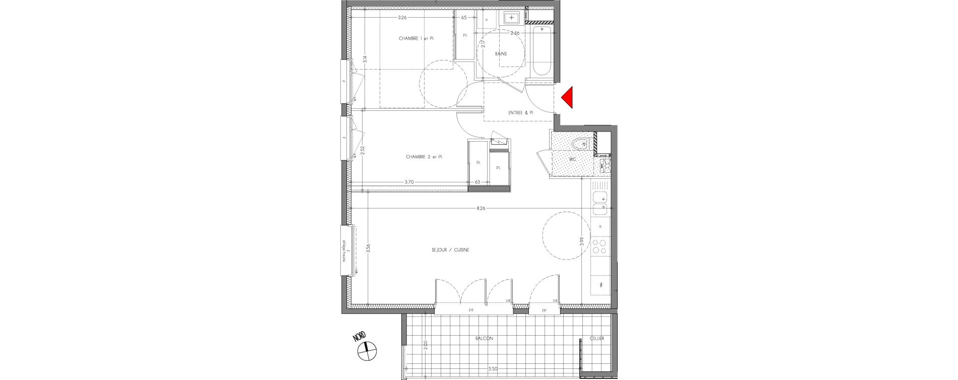 Appartement T3 de 67,39 m2 &agrave; Moirans Centre