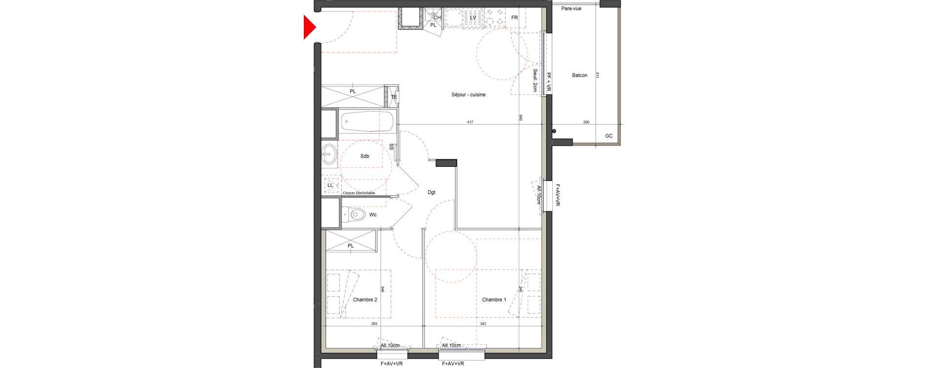 Appartement T3 de 60,65 m2 &agrave; Moirans Centre