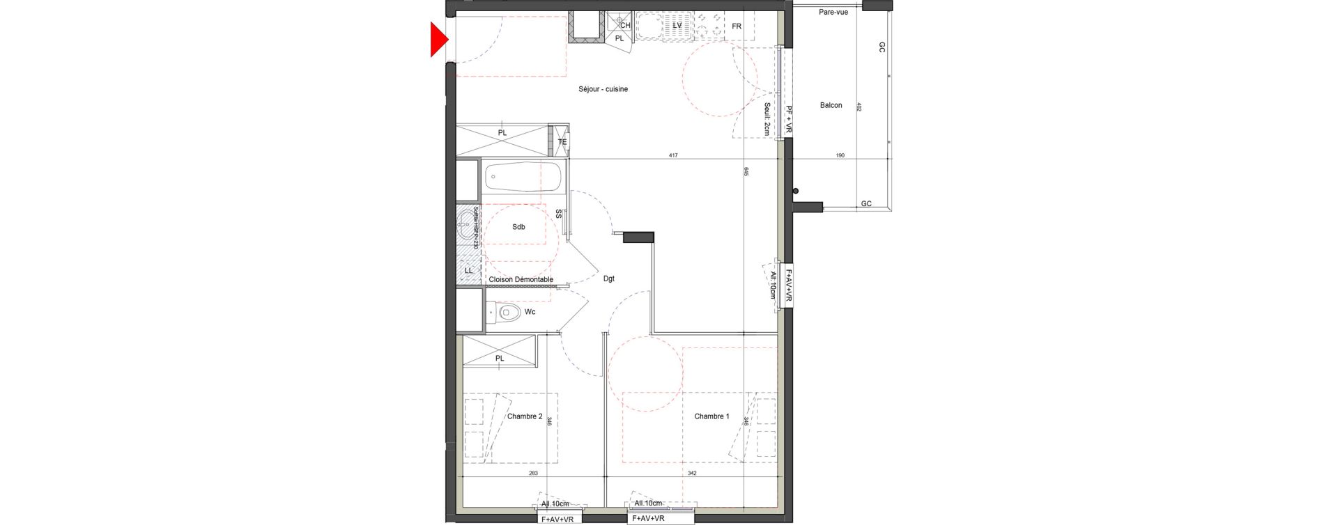 Appartement T3 de 60,65 m2 &agrave; Moirans Centre