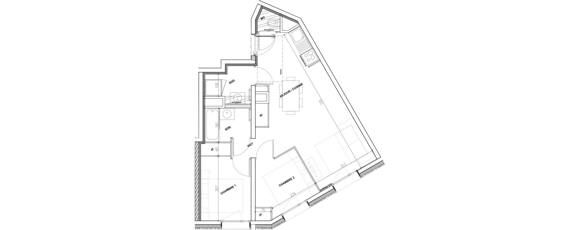 Appartement T3 de 49,96 m2 &agrave; Mont-De-Lans Centre