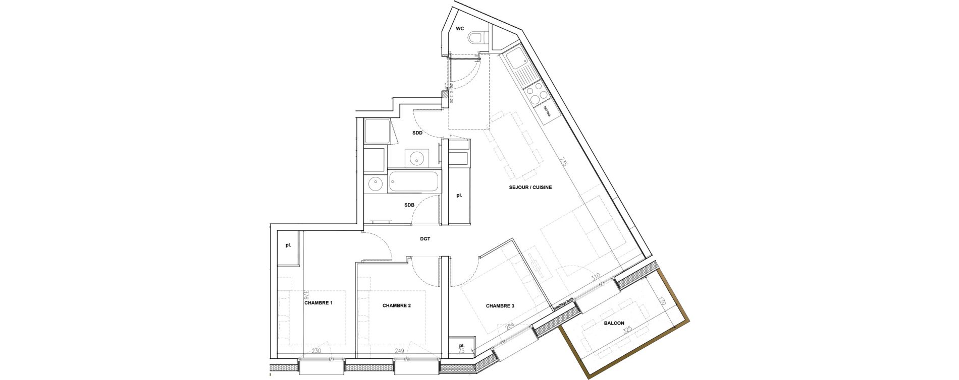 Appartement T4 de 59,74 m2 &agrave; Mont-De-Lans Centre