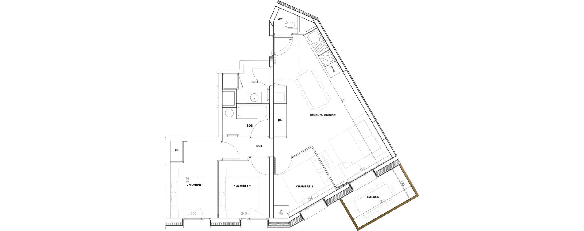 Appartement T4 de 59,74 m2 &agrave; Mont-De-Lans Centre