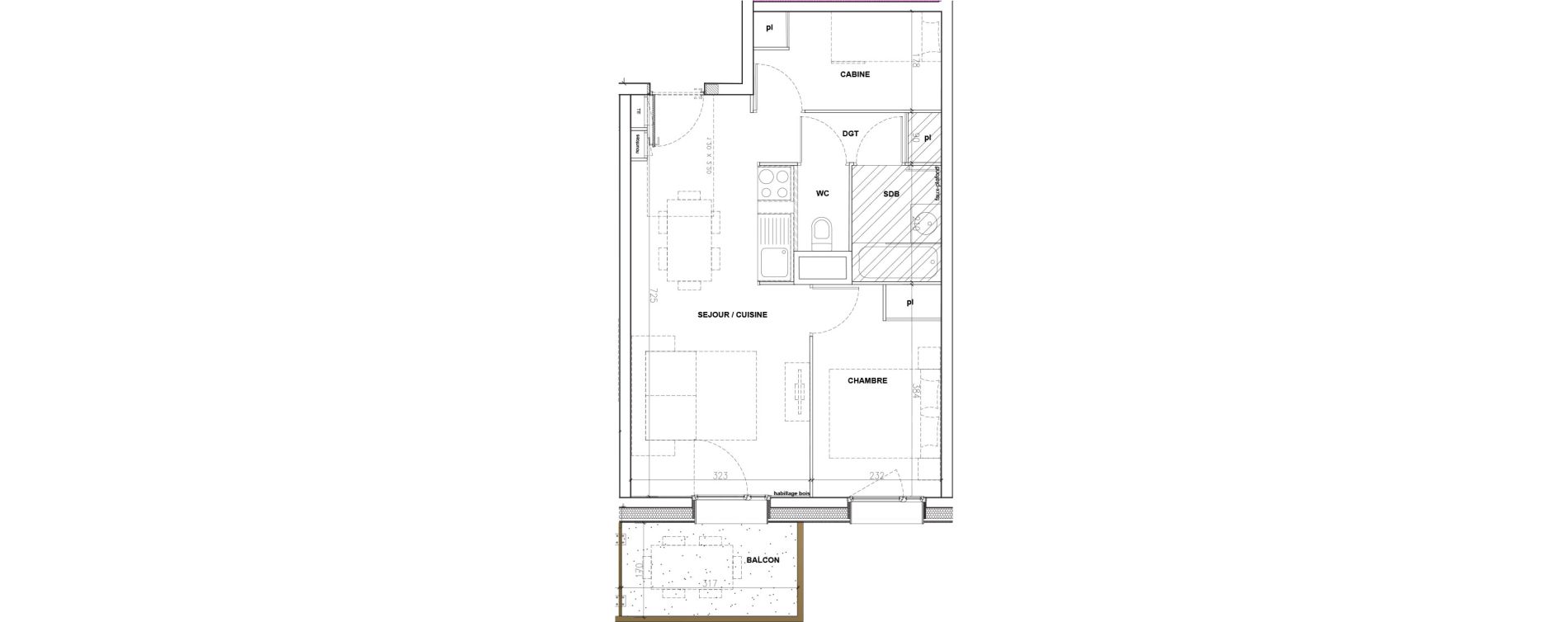 Appartement T2 de 43,74 m2 &agrave; Mont-De-Lans Centre