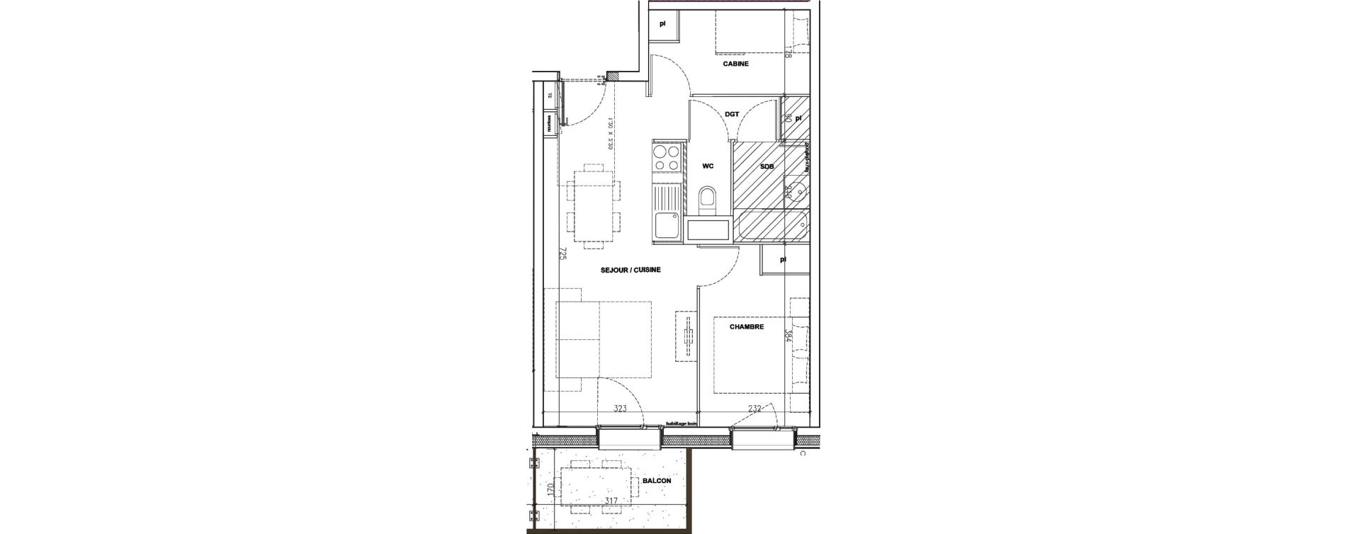 Appartement T2 de 43,74 m2 &agrave; Mont-De-Lans Centre