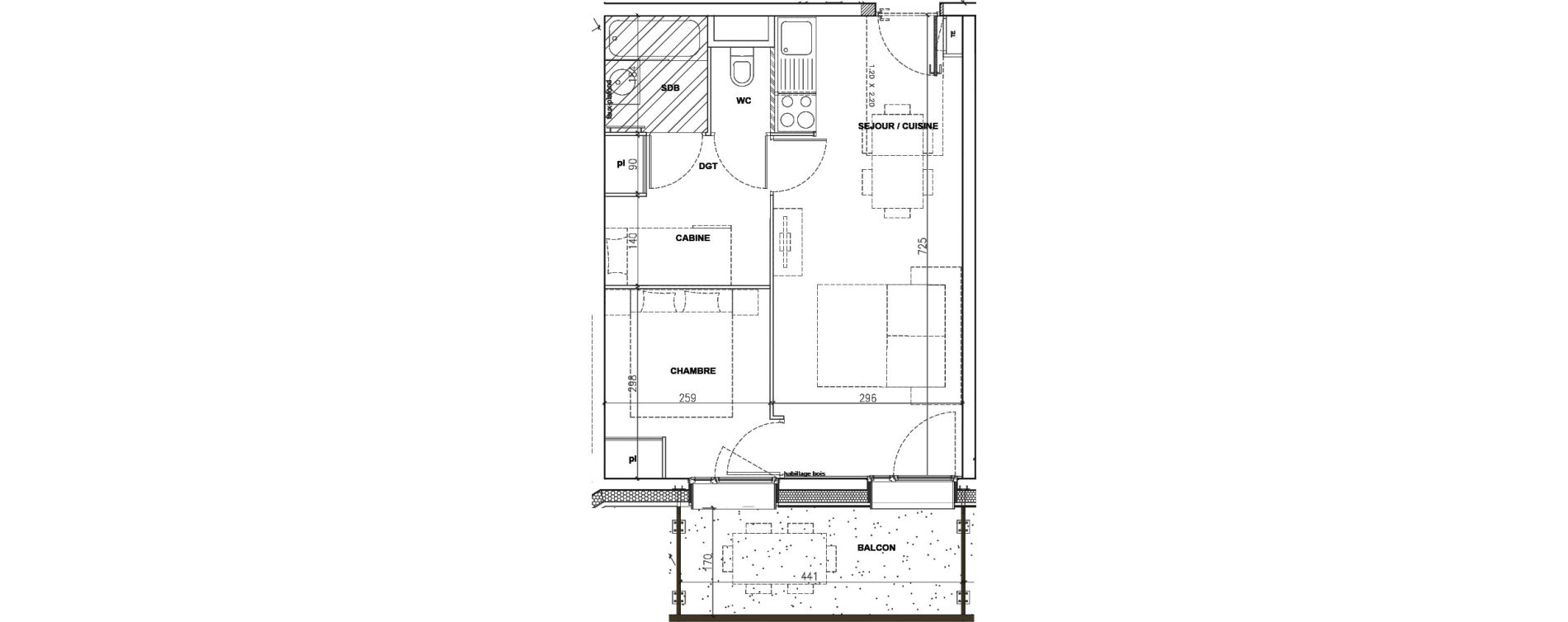 Appartement T2 de 39,13 m2 &agrave; Mont-De-Lans Centre