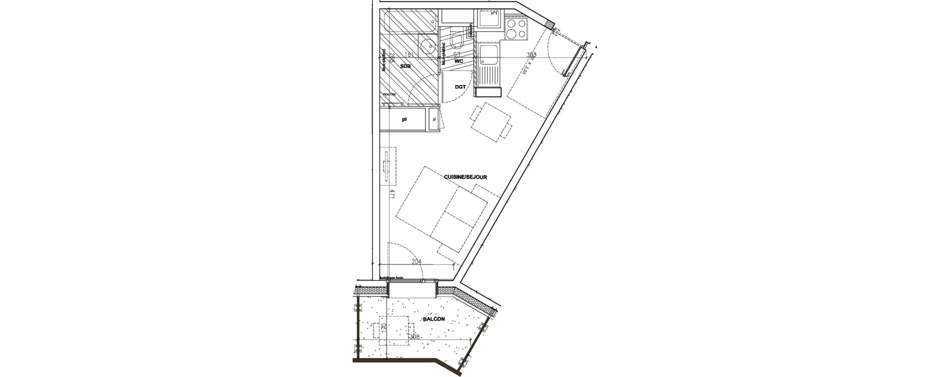 Appartement T1 de 27,66 m2 &agrave; Mont-De-Lans Centre
