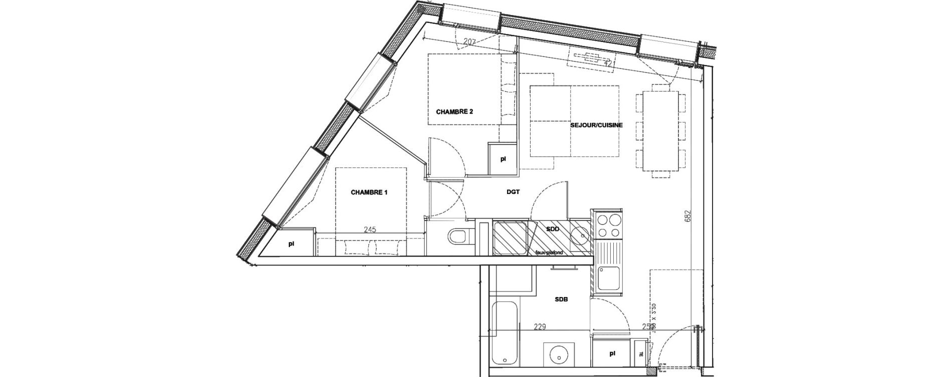 Appartement T3 de 49,22 m2 &agrave; Mont-De-Lans Centre