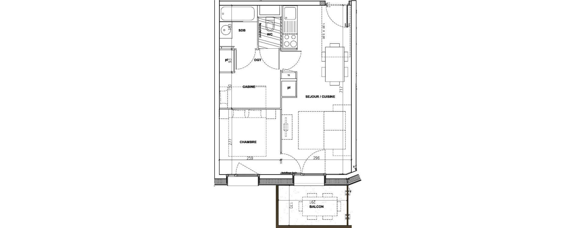 Appartement T2 de 38,65 m2 &agrave; Mont-De-Lans Centre