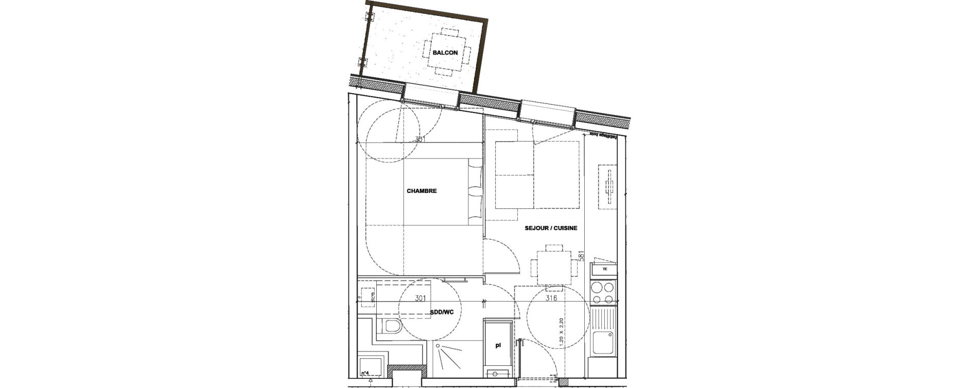 Appartement T2 de 35,99 m2 &agrave; Mont-De-Lans Centre