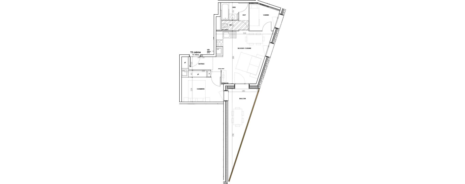Appartement T2 de 47,46 m2 &agrave; Mont-De-Lans Centre