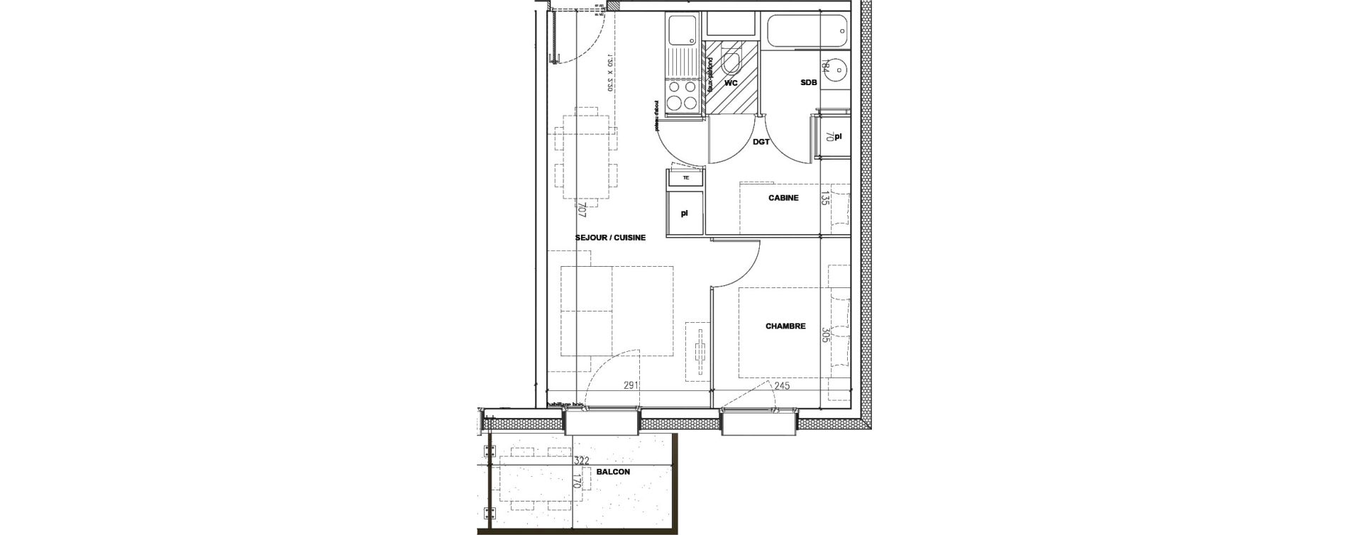 Appartement T2 de 36,68 m2 &agrave; Mont-De-Lans Centre