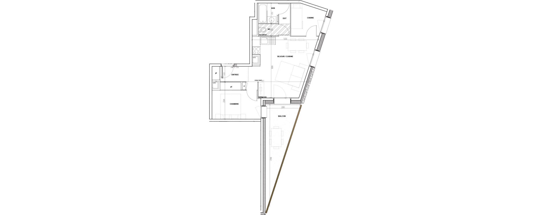 Appartement T2 de 47,80 m2 &agrave; Mont-De-Lans Centre