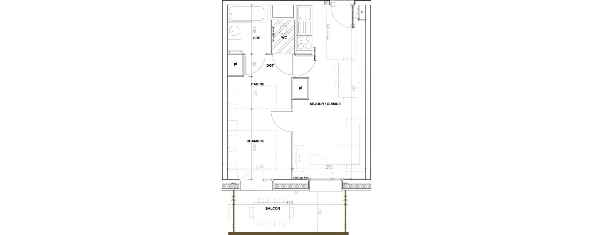 Appartement T2 de 37,94 m2 &agrave; Mont-De-Lans Centre